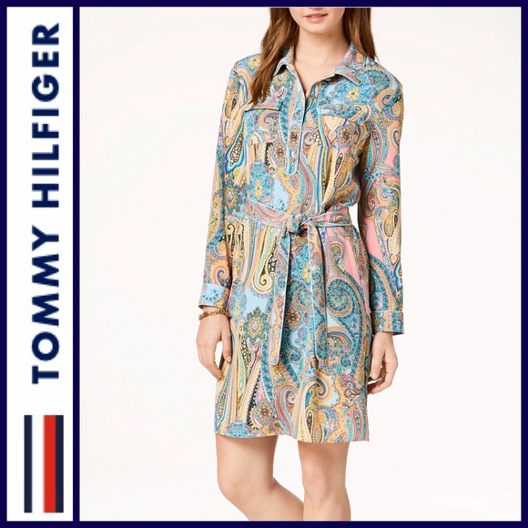 Tommy Hilfiger Dresses & Skirts - Tommy Hilfigir Paisley Tie-Belt Shirtdress 🆕